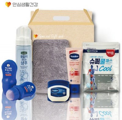 돌봄케어107호(디펜드샴푸+멘소래담롤온+국산타올170g+바세린2종+유한양행슈퍼쿨파스)