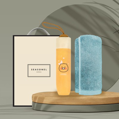 시즈넬 선물세트 카카오 수동우산+항균타올150g