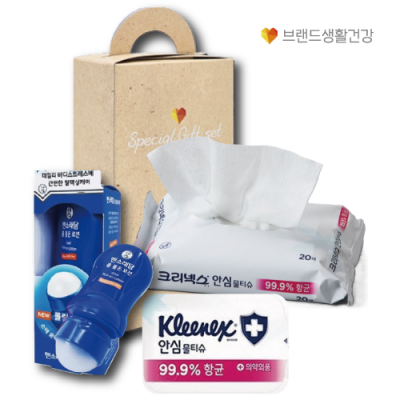 브랜드생활건강 290호 2종세트 (크리넥스 안심물티슈+멘소래담 롤온마사지 로션)