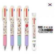 BT21 리틀버디 4색볼펜(3색+형광젤펜) (0.5mm)