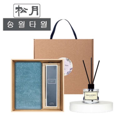 (송월타올) 40수코마무지40(180g) 디퓨저세트 (40수코마무지40(180g) + 시즈넬플라워 디퓨저50ml)
