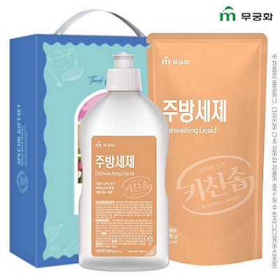 무궁화 키친솝주방500용기 주방300리필 2종세트