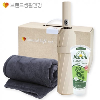 브생건 방한세트 63호(24K 3단 완전자동 암막우산+카밀 핸드크림100ml+따뜻한 소프트 담요)
