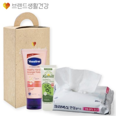 브생건613호 3종세트(카밀 핸드크림+바세린 핸드크림+크리넥스 안심99.9% 항균물티슈)