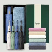 라이트핏 로얄버튼 3단자동 암막양우산+송월타올뉴라이트무지130g 우산타올 선물세트
