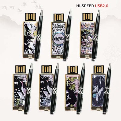 빛나 학 시리즈 자개 2종세트 (USB메모리+자개볼펜 2.0 4GB~128GB) 7종 이미지