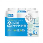 2559 숨 베이직 키친타올 2겹100매 6롤 천연펄프
