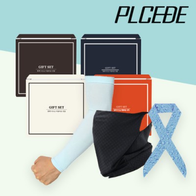 플씨드 귀걸이형 프리미엄 패턴 체크 멀티스카프 + 아쿠아쿨토시 + 물방울 쿨스카프 3종 세트
