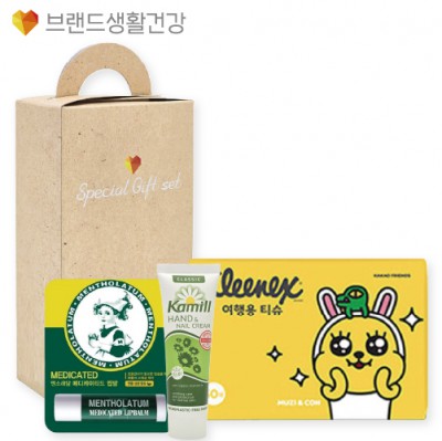 브생건601호 3종세트(카밀 핸드크림+멘소래담 메디케이티드 립밤+크리넥스 카카오티슈)