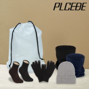 플씨드 겨울 5종 EVA파우치 A세트 (패션 롱 비니+스마트 터치 무지 장갑+폴라폴리스 넥워머+방한 덧신)