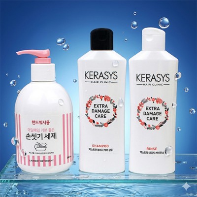 울샴푸 손빨래 펌프형 세제 +케라시스 샴푸 + 린스 + 크라프트 케이스(케이스선택 가능)