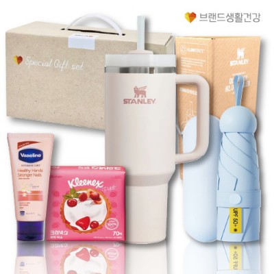 브생건40호(스탠리 퀜처887ml텀블러+5단 UV암막 양우산+바세린 핸드크림+크리넥스 쁘띠 휴대용티슈)