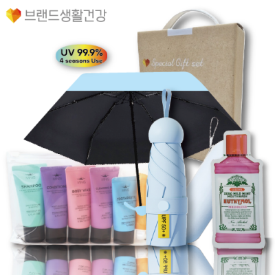 브생건322호 3종세트(LG미니스6종여행용+휴대용5단UV우양산+유시몰가글제로)