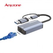 애니존 이중 커넥터(USB-A+C타입) 기가비트 이더넷 허브 ANY-HUB9