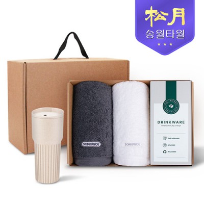 송월타올 리빙 기프트세트 22 40수 포인트 타올200g 2P + 커피텀블러709ml 1P