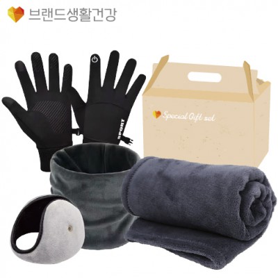 브생건 방한4종세트 77호(스마트 방한장갑+벨벳 넥워머+청음 귀마개+따소담 무릎담요)