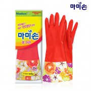 마미손 꽃그린 기모 고무장갑 (대형) / 김장용 기모 고무장갑 대형