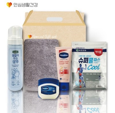 돌봄케어106호(디펜드샴푸+국산타올170g+바세린2종+유한양행슈퍼쿨파스)