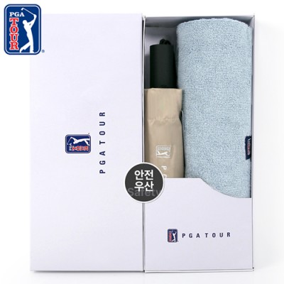 PGA 3단 완전자동 암막 세이프티 우양산+200g코마사타올세트