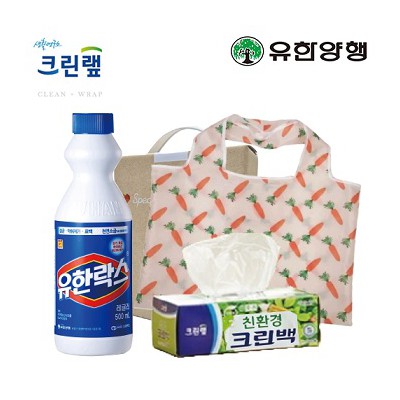 친환경스위트홈세트59호(유한양행 유한락스+크린랩크린백+특대형시장가방)