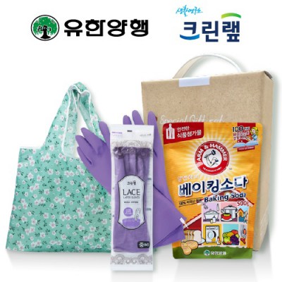 친환경스위트홈세트76호(암앤해머베이킹소다+크린랩레이스고무장갑+특대형접이식시장가방)