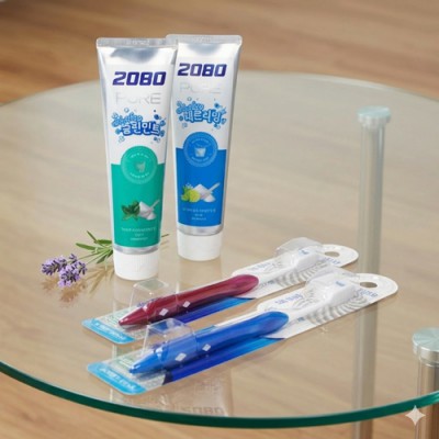 애경 2080 퓨어치약 시스테마 치석케어 칫솔 4종 세트