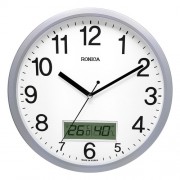 로니카 온도계습도계 무소음벽시계 실버 R300SM