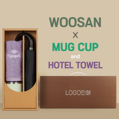 가르시아 3단 60 레자곡자 완전자동우산 +협립호텔코마170타월+로하스 머그컵-세트