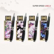 빛나 꽃나비 시리즈 자개 2종세트 (USB메모리+자개볼펜 3.0 16GB~128GB) 4종 이미지