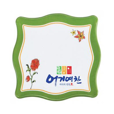 웨이브 멜라민냄비받침(연두)