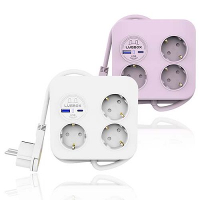 러그박스 3구 사각큐브 USB C타입 멀티탭 1.4m / 3m