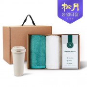 송월타올 리빙 기프트세트 4 (뱀부무지200g 2P + 커피텀블러630ml 1P)