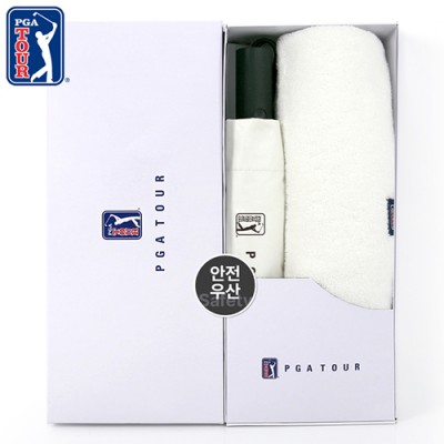 PGA 3단 완전자동 암막 세이프티 우양산+260g코마사타올세트