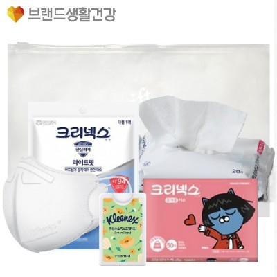 브생건 위생키트2호(크리넥스 KF94 마스크+ 안심손소독 스프레이+안심물티슈+카카오 여행용 티슈)