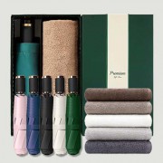 라이트핏 블랙골드그립 3단수동 암막양우산+송월타올뉴라이트무지150g 우산타올 선물세트