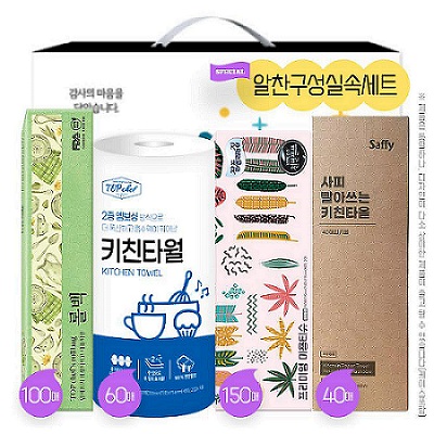 롤백 롤키친타올 미용티슈 빨아쓰는키친타올 4종세트