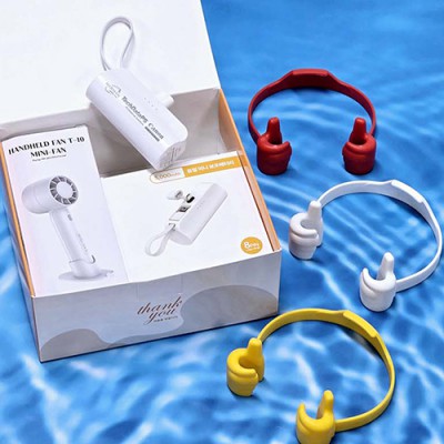 도킹 보조배터리 5000mAh+ 휴대폰 거치대+ 냉각 쿨 선풍기 선물세트//+ 레디백 사은품// 미니선풍기 휴대용 선풍기 손선풍기