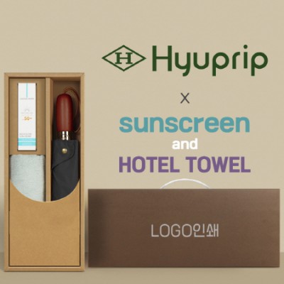 협립 3단60엔티크 고밀도 완전자동우산 +선크림+뱀부170타월-세트