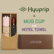 협립 3단60엔티크 고밀도 완전자동우산 +로하스 머그컵+협립40수호텔코마180타월-세트