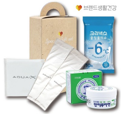 쿨아이스세트 브생건140호(아쿠아쿨토시+크리넥스쿨링물티슈+유한양행 안티푸라민연고)