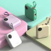 초미니  LED 잔량확인 10000mAh 보조배터리 케이블 일체형 EM-80