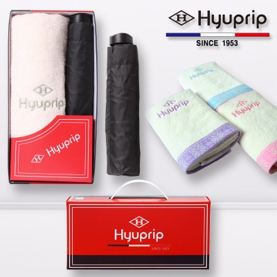 협립 4단 52 mini 암막 웨이브 핸들 수동식 우양산+눈꽃타월1P-세트