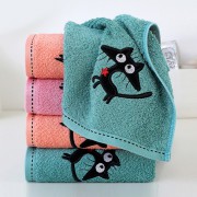 로페리아 고양이 자수 대나무 섬유 자카드 타올(0217607)