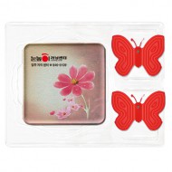 사각멜라민 냄비받침+실리콘 나비집게 Set