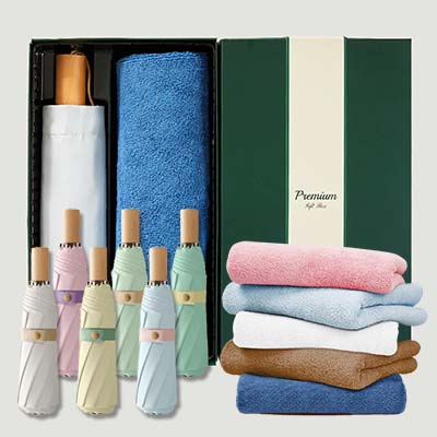 라이트핏 도토리파스텔 3단수동 암막양우산+보송보송데일리 순면타올155g 우산선물세트