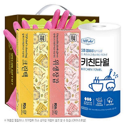 크린백 위생장갑 키친타올 고무장갑 4종세트