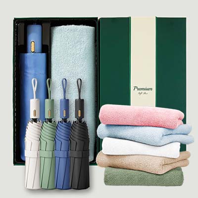 라이트핏 로얄버튼 3단자동 암막양우산+보송보송데일리 순면타올 135g 우산타올 선물세트