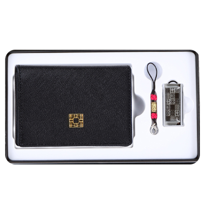 완자문소가죽명함지갑+창살문블랙자개USB(8GB~64GB)