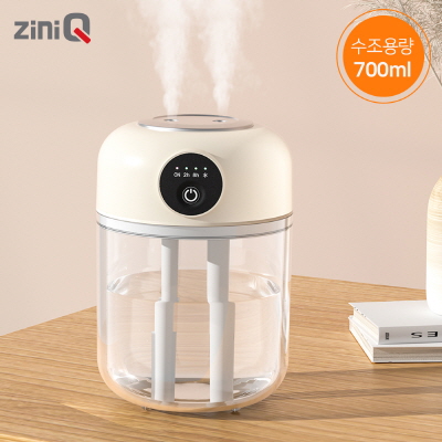 [지니큐] 700ml 무선 C타입 LED 무드등 저소음 듀얼 가습기 ZQ-HX70